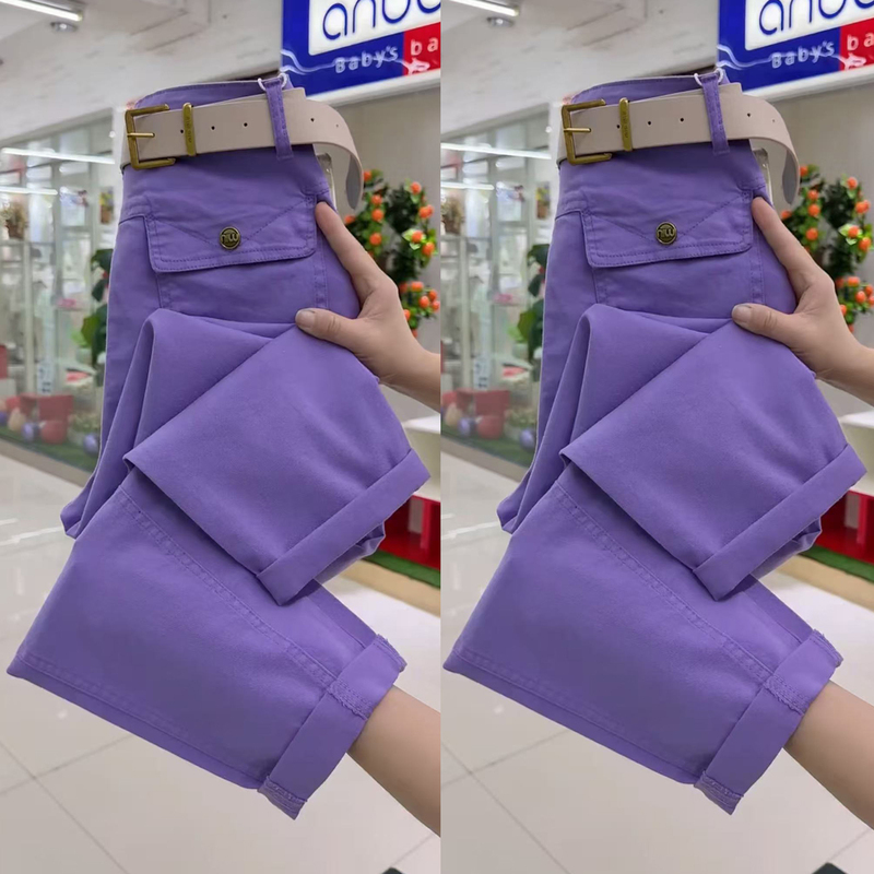 Summer Thin Washed Cotton Cropped Pants for Women, Loose Fit, Slimming Harem Pants, High-Waisted, Versatile, Petite Straight-Leg Casual Pants