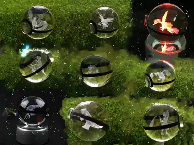 Elf Pokémon Pokémon Pokemon 3d Crystal Ball Pikachu crack empty seat Elf ball gift