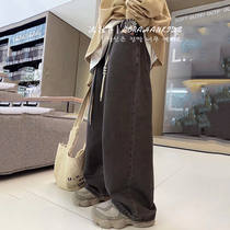 Pola South Korean childrens clothing girl jeans 2023 Autumn fit children straight tube casual pants boy foreign air long pants tide