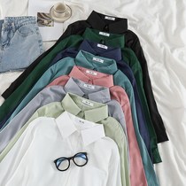 Park Ye puye shop puye Park Yeo shop Retro 100 Lap Shirt Woman Outside Wearing Early Spring New Brief pure Color Width