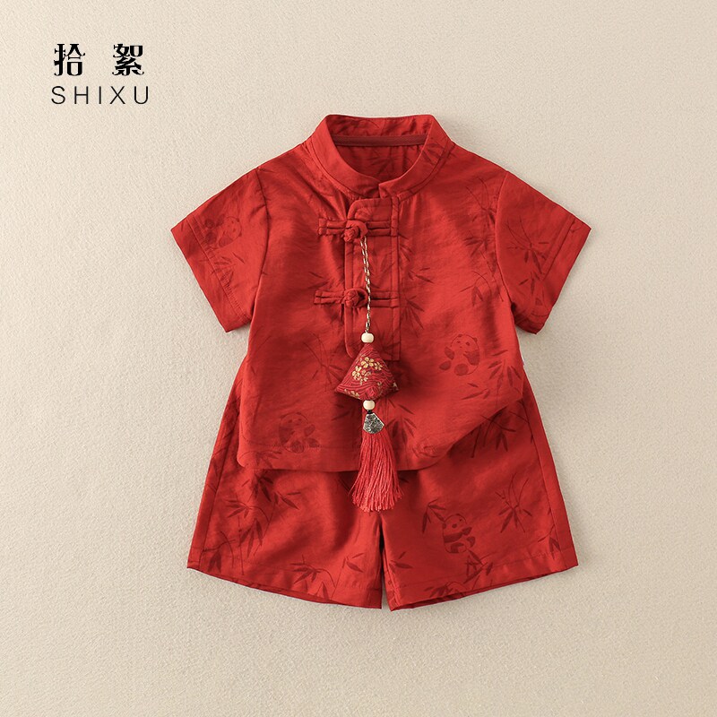 Детская одежда, летняя одежда, национальный стиль, Ханфу, костюм столетней давности, милый детский комбинезон, одежда для брата и сестры, раздельная одежда Изображение 1