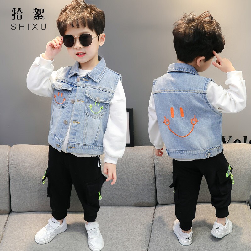 Boy cowboy waistcoat child Korean version jacket vests 2022 new spring clothing Boys and baby magna cliptide