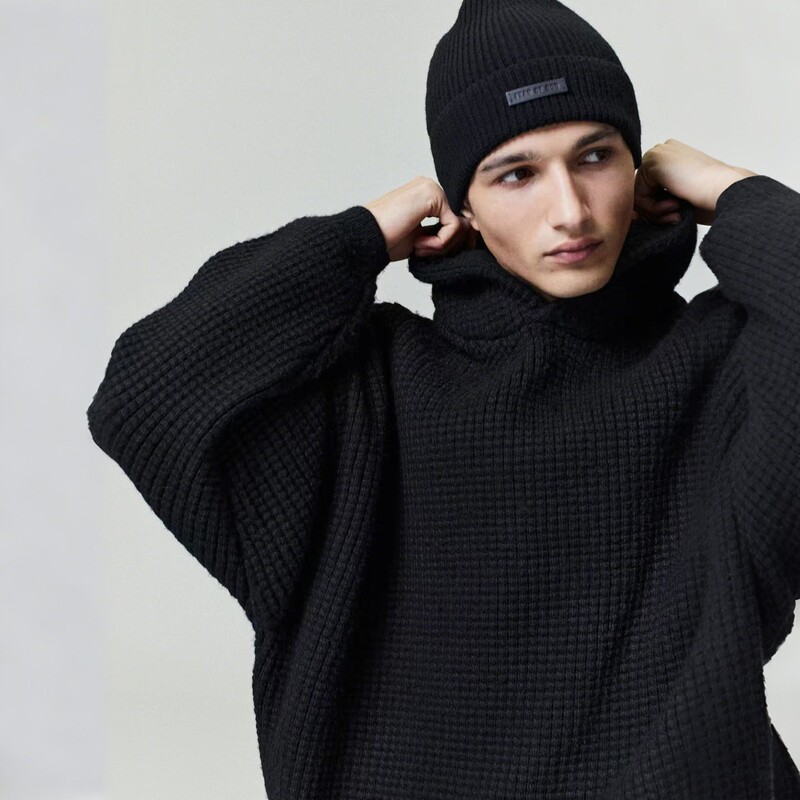 Fog Miki Essentials American Trendy Brand Waffle Knit Sweater Loose Hooded Sweater for Men Winter Fog Miki Essentials American Trendy Brand Waffle Knit Sweater Loose Hooded Sweater for Men Winter