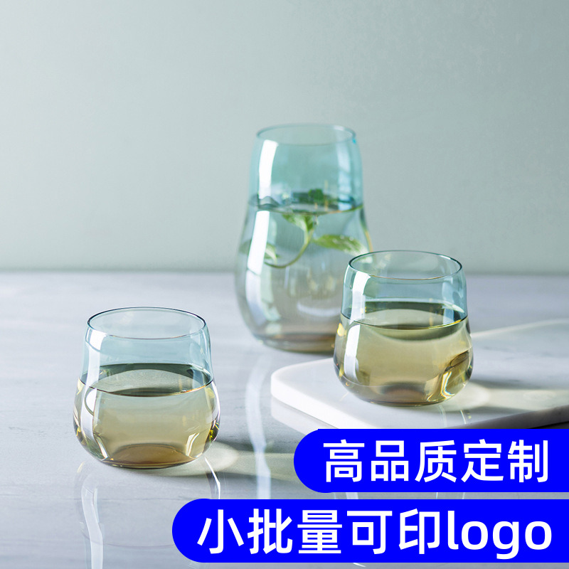 Customizable print LOGO water glass male glass cup tea cup home high temperature resistant cute fresheners office cups
