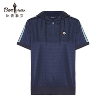 Bien Leuven summer casual half open zipper sweatshirt hooded loose pull over pull over short sleeves T-shirt woman