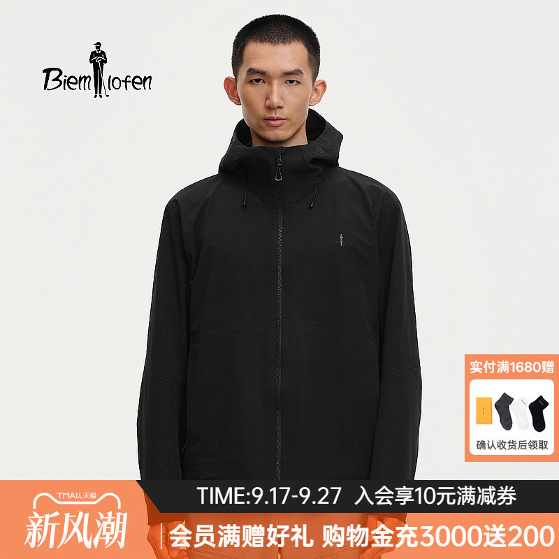 【Four-Way Stretch Mountaineering Fabric】Biyinlefen Spring and Autumn Men's Casual Loose Outdoor High-Neck Hooded Jacket