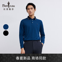 (Silk cotton) Bjørn Löfven 2022 spring new mens long-sleeved Polo shirt business casual commuter T-shirt
