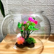 Plastic fish tank transparent imitation glass high-definition anti-fall acrylic round living room thickened mini small turtle cylinder