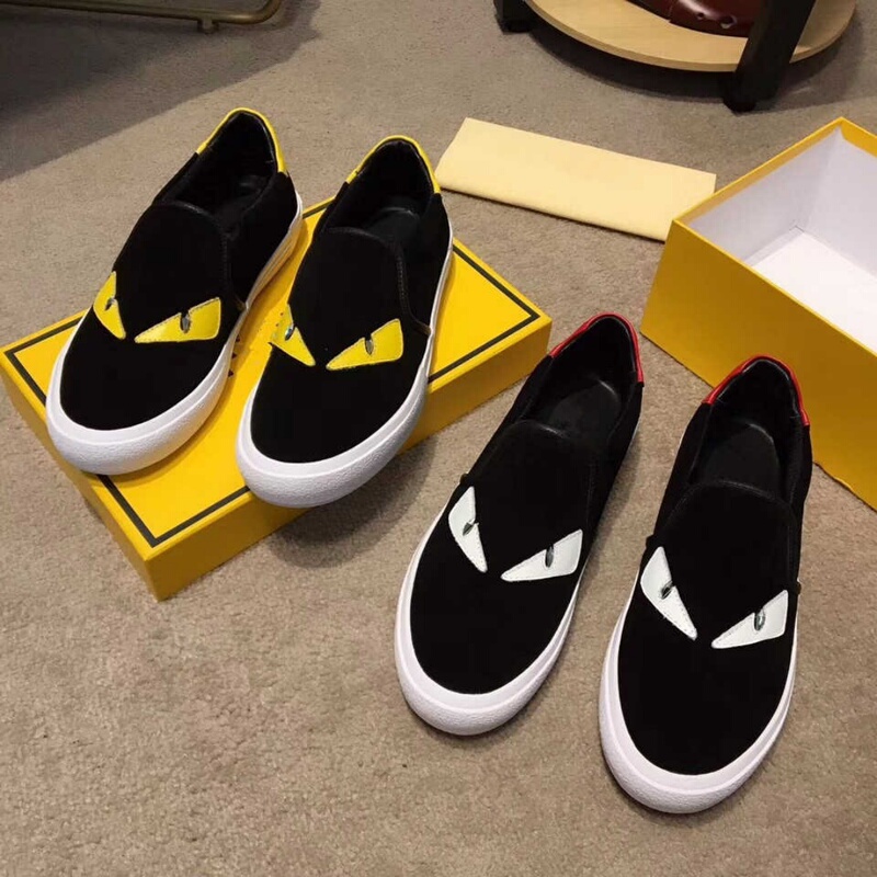 Autumn New European Style Slip-On Black Little Devil Men's Shoes Casual Little Monster Fashion Versatile Trendy Sneakers