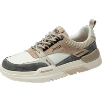Jeep mens shoes 2024 new summer genuine leather all-match sneakers mens sports and casual shoes mens trendy shoes