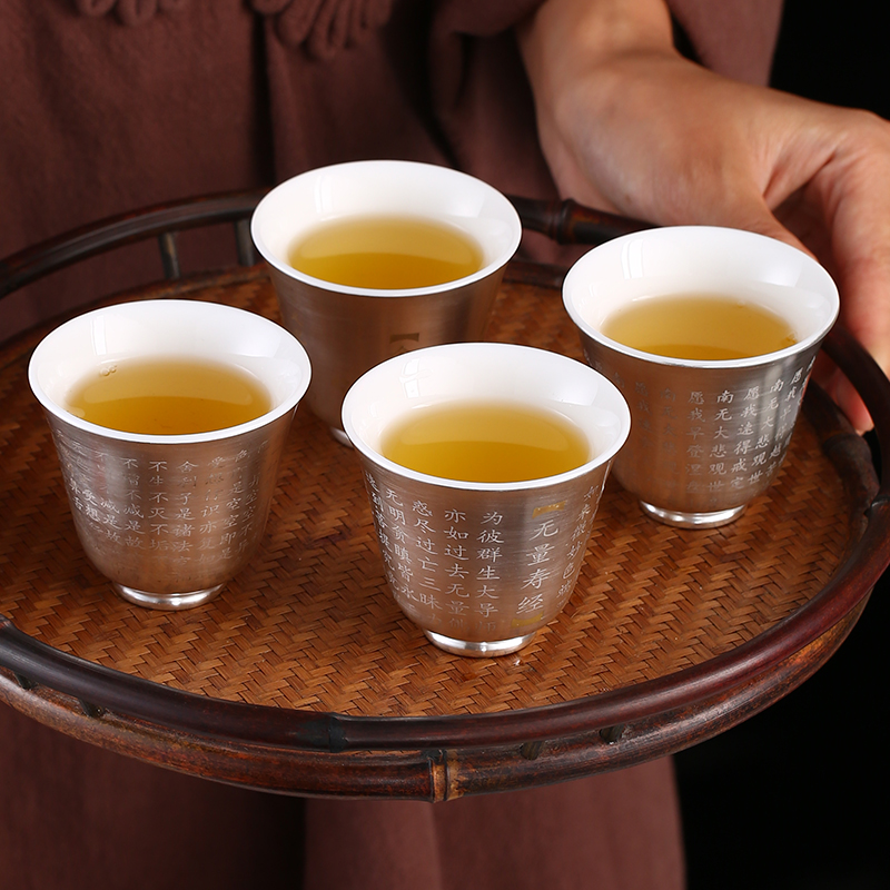 Brisk-Silver-like Heart via cup Master's Cup tasting cup Tea Gongfu Tea Tea Accessories Small Tea Bowl Teacup Cup