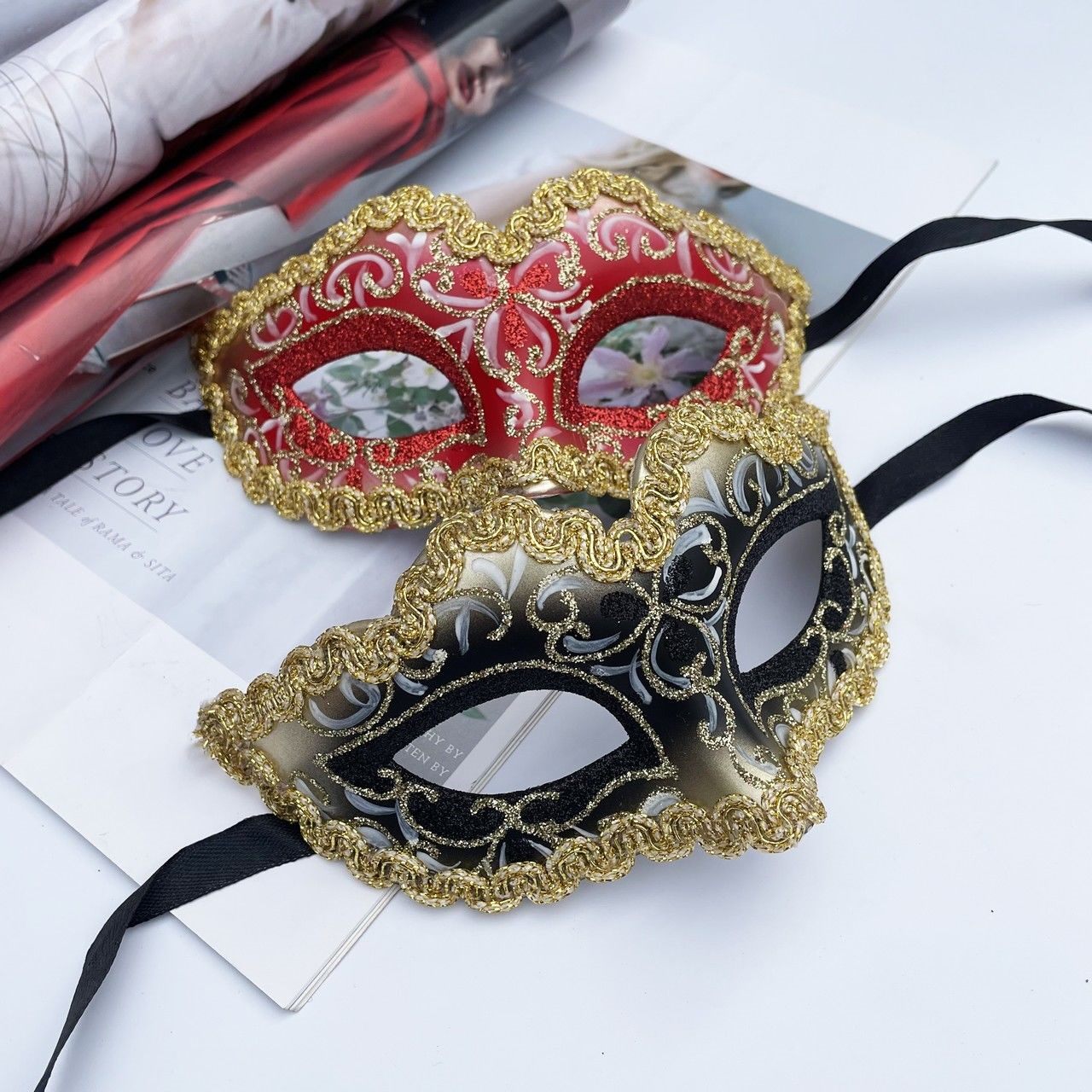Small mask boys and girls children kindergarten cute masquerade party cute half-face mask performance props