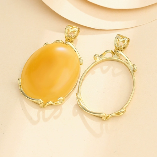 Подвеска, золотая бирюзовая инкрустация камня из воскового агата, серебро 925 пробы, японские и корейские, 18 карат