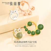 S925 pure silver earrings hollow tobots bow with bells minimalist earrings Ears Pendant earrings Inlaid Nectar Wax Round Pearl Earrings Toga