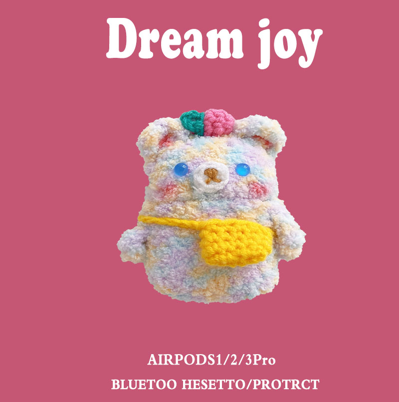 Plush Shoulder Bag Flower Bear Apply Apple Airpods Pro Wireless Bluetooth Protective Sleeve Silicone Airpods2 Generation Headphone Shell Soft Shell airpods3 Knit Containing Box Autumn Winter