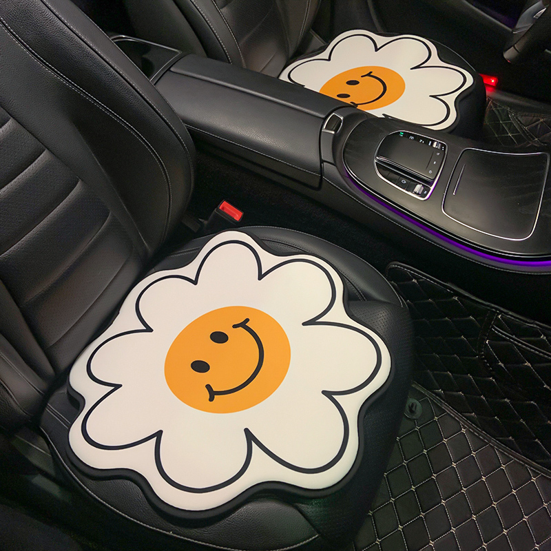 Car Cushions Small Fresh Flowers All Season Universal Linen Three Sets Summer Cool Cushion Upscale Single Fart Cushion