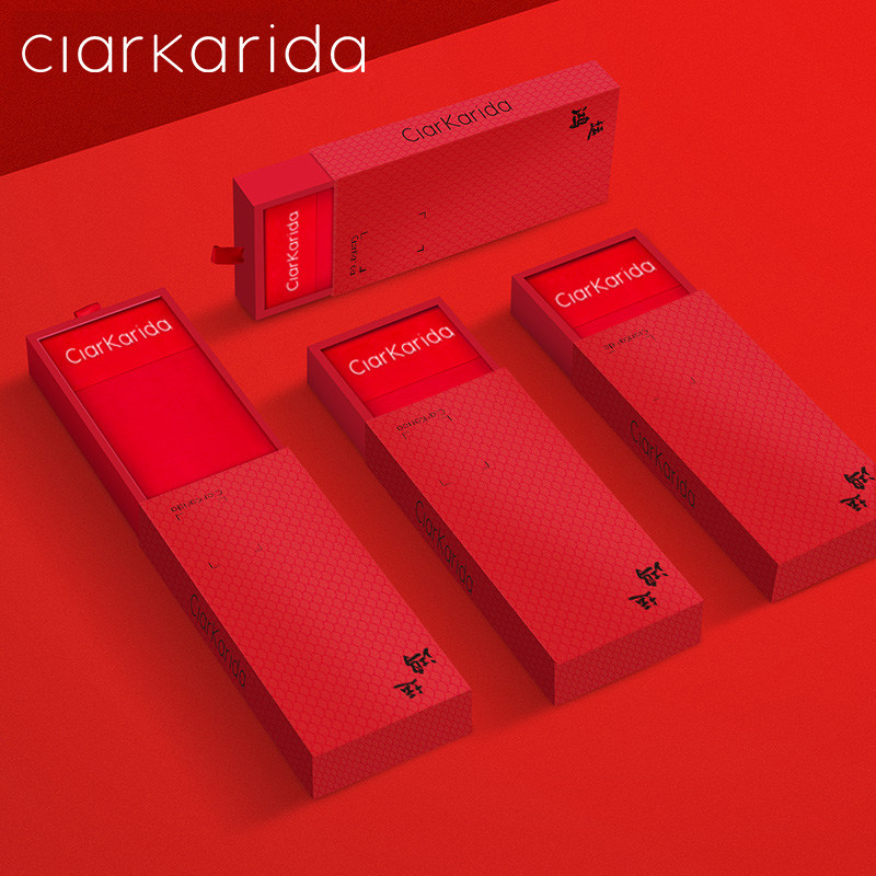 clarkarida sends boyfriend Ben life year Tiger men's red underpants men's pure cotton four-corner pants big red four-corner pants