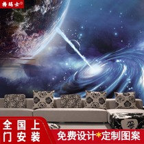 3D Starry Sky Wall Paper Science Fiction Space Planet Wallpaper Themed Internet Cafe Internet Café Child Room Background Wall Cloth Home Fresco