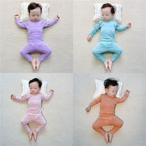 Baby pajamas modal air-conditioning home clothes spring and autumn high waist belly protection underwear men and women baby thin long-sleeved suit