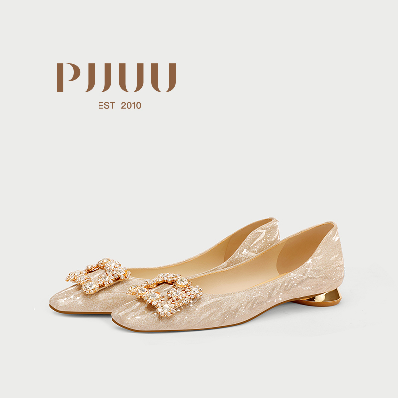 Pjjuu Engagement Shoes, Stunning Flat Wedding Shoes for Women, Versatile Wedding Dress Shoes, Bridal Wedding Shoes, Large Size Low-Heeled Shoes Pjjuu Engagement Shoes, Stunning Flat Wedding Shoes for Women, Versatile Wedding Dress Shoes, Bridal Wedding Shoes, Large Size Low-Heeled Shoes
