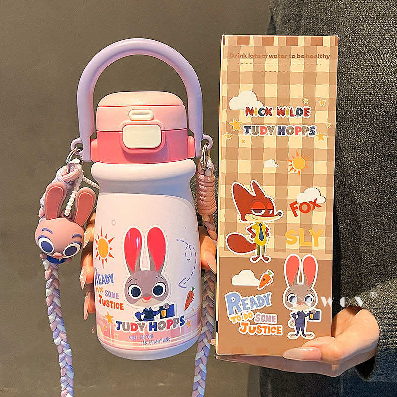 Детский вакуумный термос Crazy Animal City Judy Nick для мужчин и женщин, чашка для воды с соломинкой, портативный подарок на День рождения