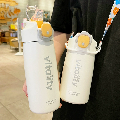 Трубочка, портативный высококачественный японский стакан со стаканом из нержавеющей стали для школьников для выхода на улицу, популярно в интернете, простой и элегантный дизайн, защита при падении