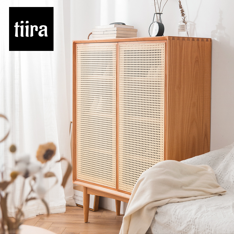 Vines Breathable Nordic Solid Wood Shoe Cabinet Home Large Capacity Doorway Containing Cabinet Multifunction Multilayer Modern Brief