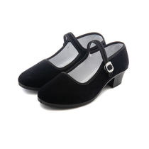 Ethnic dance shoes for women Jiaozhou Yangko shoes high heels Northeast Tibetan grade examination black cloth shoes dance heels womens folk dance shoes