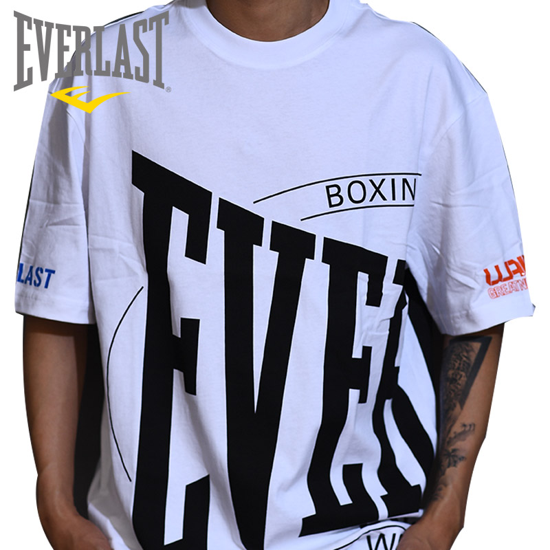 Everlast sports boxing training cotton five-point sleeve T-shirt men's letter printing breathable loose large size short sleeve
