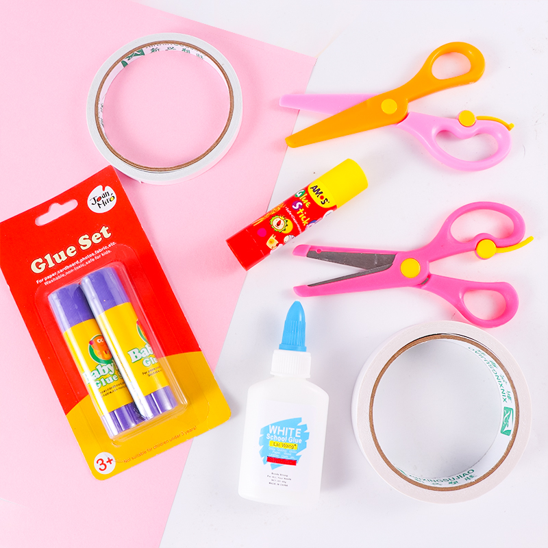 Kindergarten handmade safety plastic scissors White latex double-sided adhesive solid glue stick Strong handmade glue stick