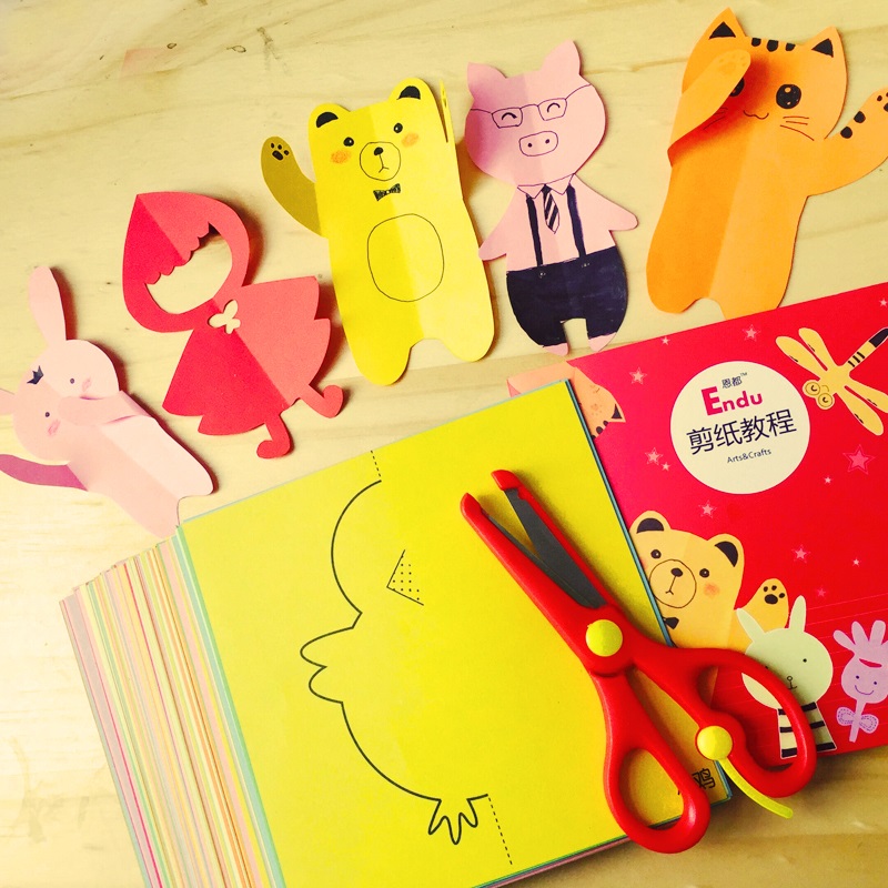 Children's paper-cut diy handmade material baby toy base pattern toddler simple introductory sticker self-adhesive