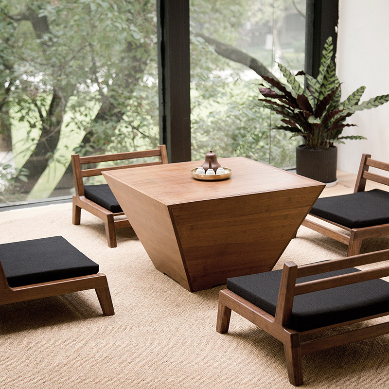 Nordic Tea Table Square Minimalist Modern Creative Black Walnut Wood Tea Table Tea Table Tea Table Solid Wood Living Room Small Family