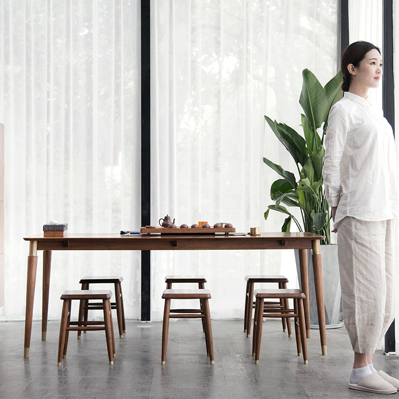 Tea table and chair combined Solid Wood minimalist modern tea table table table plate tea table cumulative kung fu