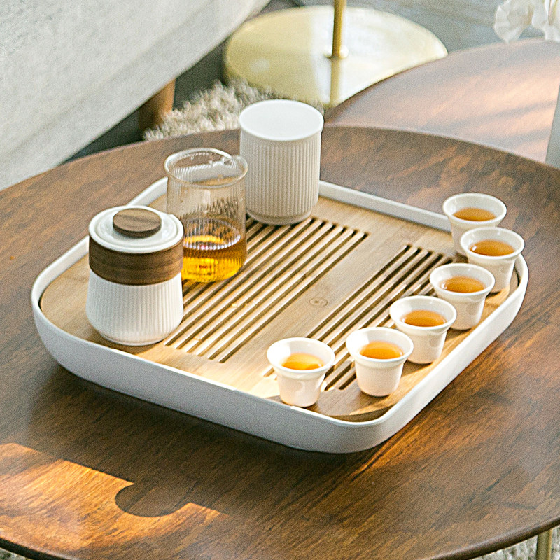 A tea plate solid wood household tea reservoir water-based tea sea dry bamboo tea table Japanese simple kung fu tea set group
