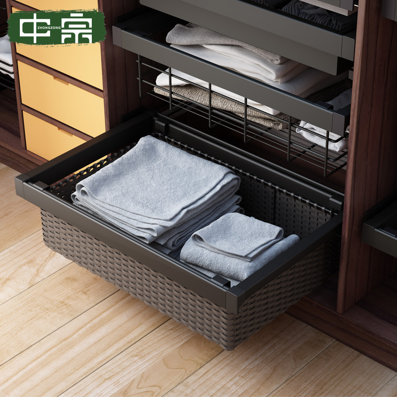 Wardrobe Pull Basket Drawer Damping Multifunction Telescopic Pants Rack Cabinet Nevine Basket Storage Basket Cloakroom Containing Basket Accessories