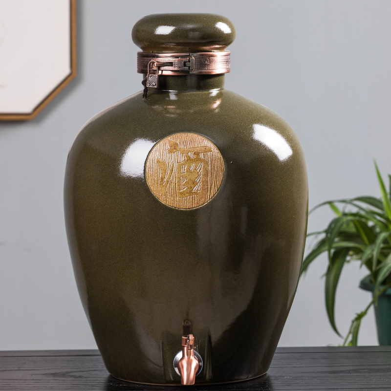 Jingdezhen ceramic wine jar household 10 catty 20 catty 30 catty bottles sealed wine cans wine tank with faucet wine jar