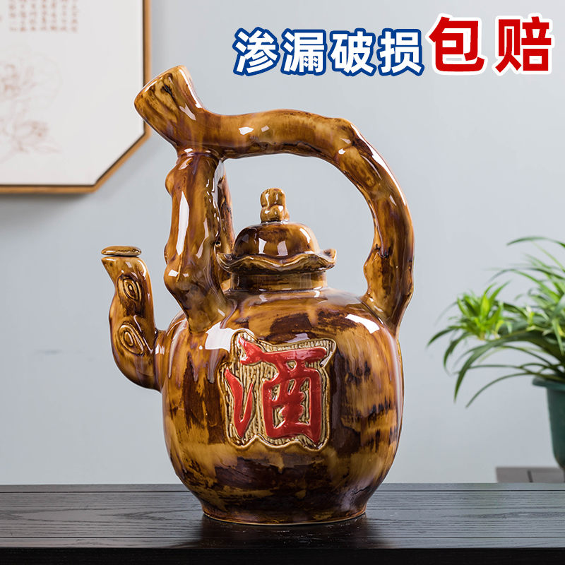 Jingdezhen ceramic wine altar home wine bottle empty bottle high-grade old-fashioned sealed 10 pounds 5 five pounds of sparkling wine jug