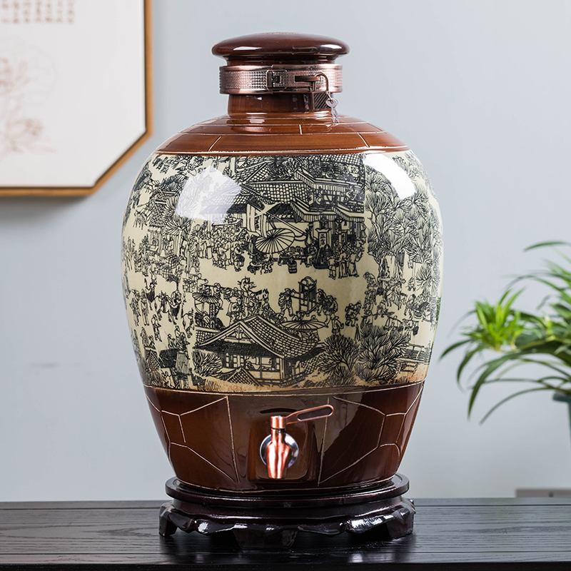 Jingdezhen ceramic wine jar sealed wine jar 50kg 20kg wine jug wine jar wine bottle white wine household wine jar