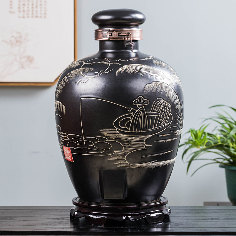Jingdezhen wine jar 10kg 20kg household ceramic wine jar sealed wine bottle bubble wine jar special wine jar