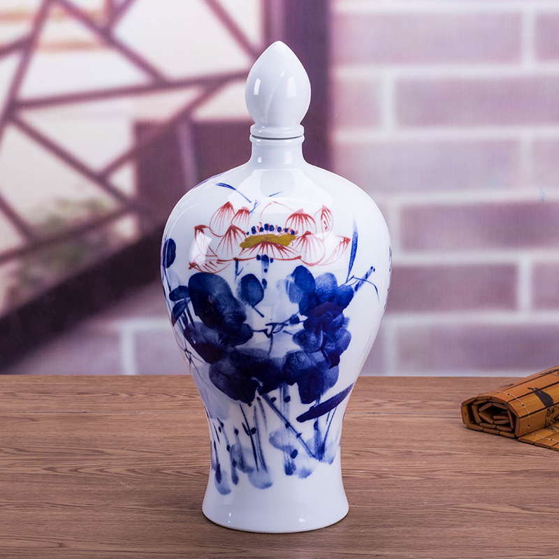 Jingdezhen ceramic wine bottle 10 pounds of antique hand-painted household bubble wine ornaments cans sealed wine bottles wine utensils small wine jars