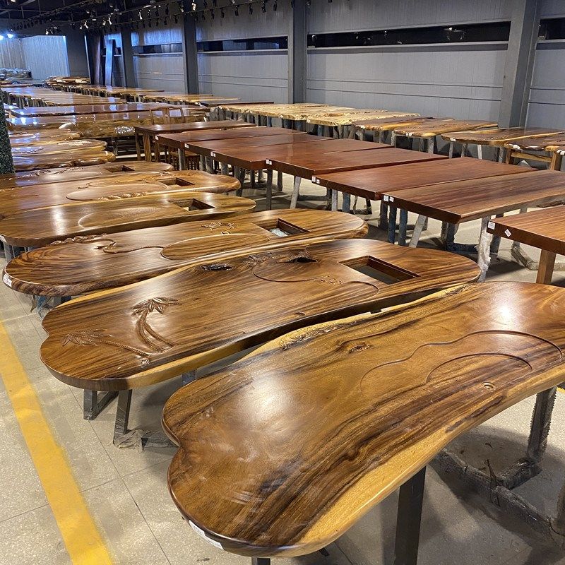 Okan solid wood log large board tea table tea table dining table desk Bahua ebony walnut furniture Clearance 2 meters