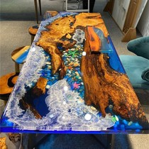 Epoxy resin board table solid wood waves creative river tea table tea table log table tea table tea table furniture