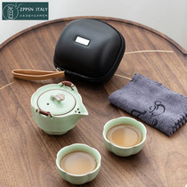 Italy ZPPSN Ru Kiln Quick Guest Cup One pot of ceramic travel Gongfu tea with small set of portable bag