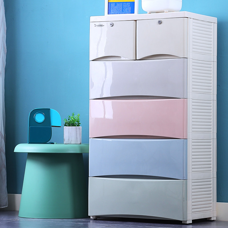 Thickened plastic drawer type storage cabinet multi-layer household clothes storage cabinet baby baby children's wardrobe chest of drawers