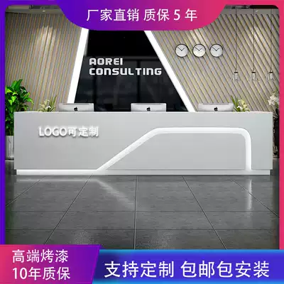 Large company paint front desk reception desk White welcome desk beauty salon bar counter cashier counter hotel customization