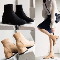 Net Red thin boots increase the height of the British thick heel with skirt boots thin spring tide shoes Womens European station boots