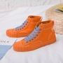 Giày vải thủy triều màu cam 2019 nữ màu cam mùa xuân và mùa thu hoang dã cao để giúp retro Hồng Kông hương vị đỏ ròng với cùng một đoạn ulzzang thủy triều - Plimsolls giày thể thao nữ chính hãng