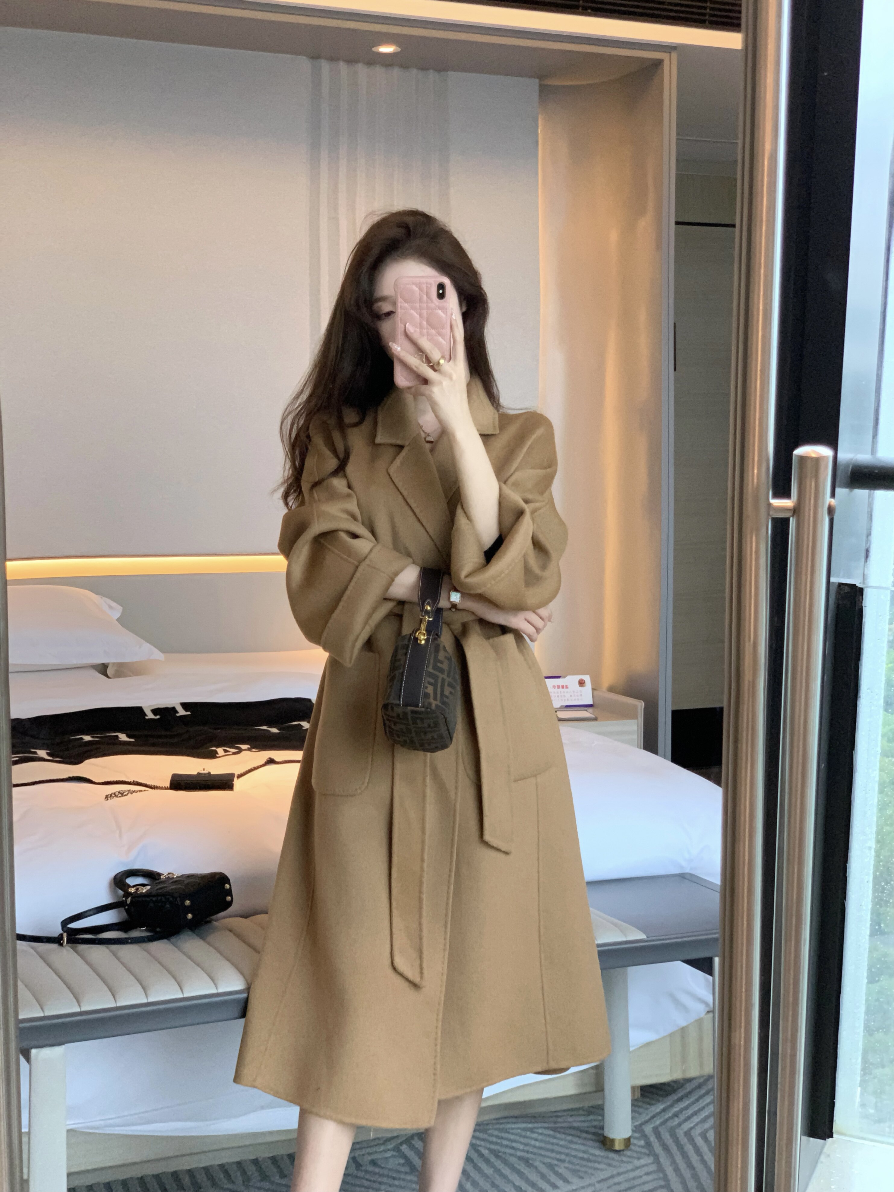 JustQin Unlocks the top floor wardrobes The big lady in the middle of the long version, the big coat for 2021 autumn and winter wool