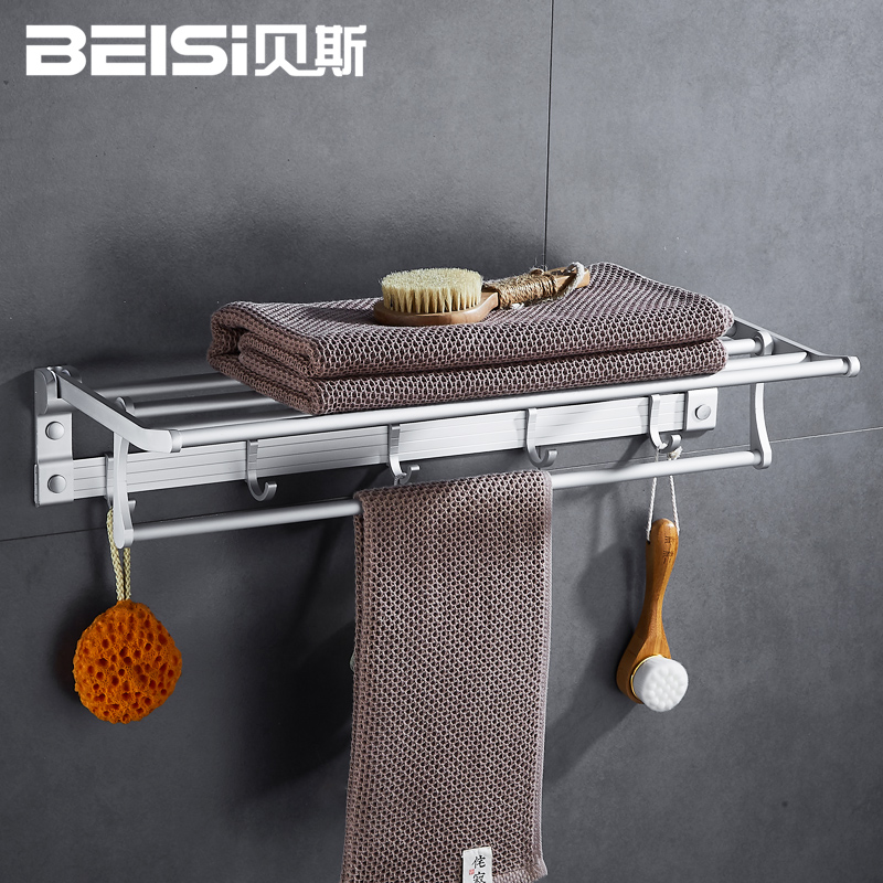 Space aluminum towel rack-free toilet bathroom bathroom with frame cosmetic cosmetic room minimal creative punching