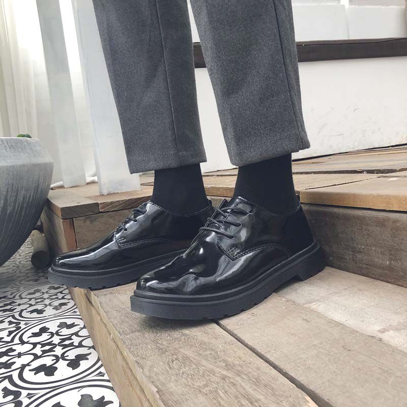 Black small shoes male neutral Han edition of English small yard shoes 35 students 36 Japanese college 37 hairstyle shoes